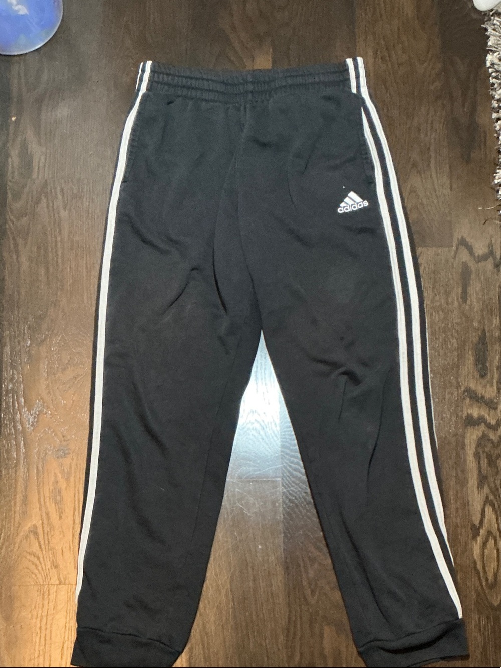 adidas Black Joggers with White Three-Stripes